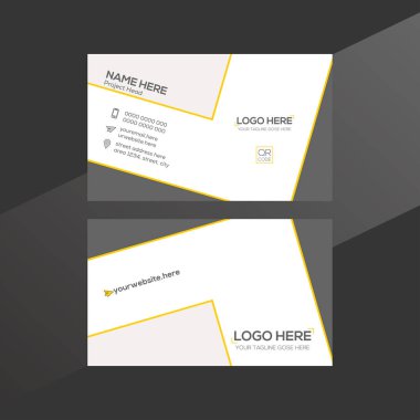 Bir Vektör Modern Yaratıcı ve Temiz İş Kartı Şablonu, siyah arka planda siyah tasarım