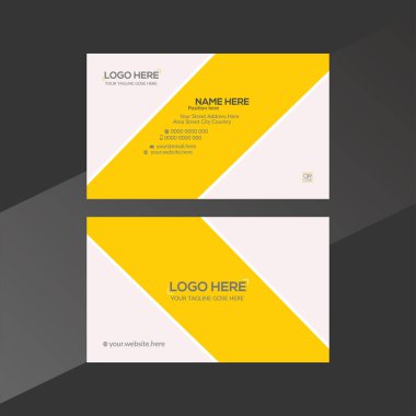 Bir Vektör Modern Yaratıcı ve Temiz İş Kartı Şablonu, siyah arkaplan üzerinde sarı tasarım