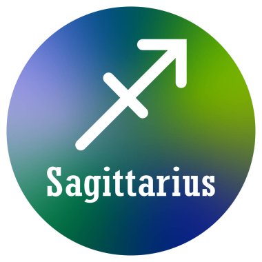 Mavi ve yeşil daireli Yay burcu işareti.