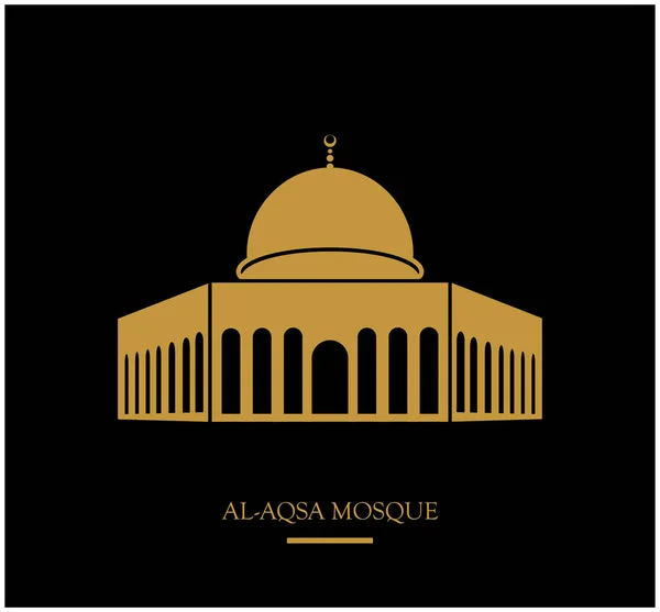 Uma Imagem Mínima Mesquita Aqsa Ouro Sobre Fundo Cinza Escuro — Vetor de Stock