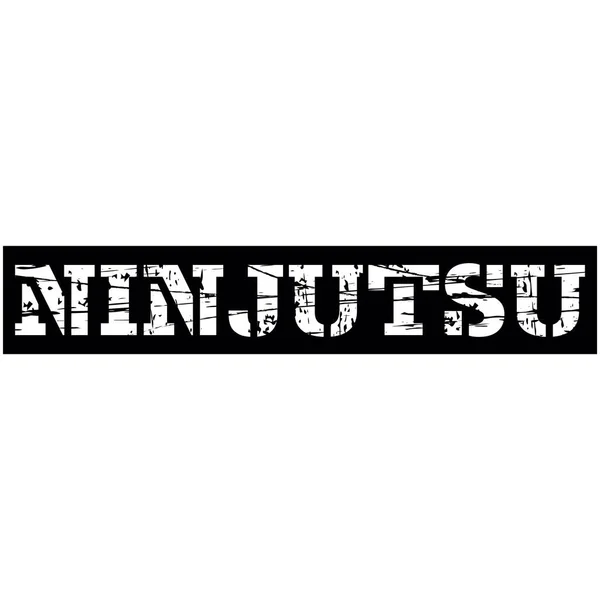 Ninjutsu Belettering Met Witte Gedeeltelijk Gestreepte Kleur Een Zwarte Achtergrond — Stockvector