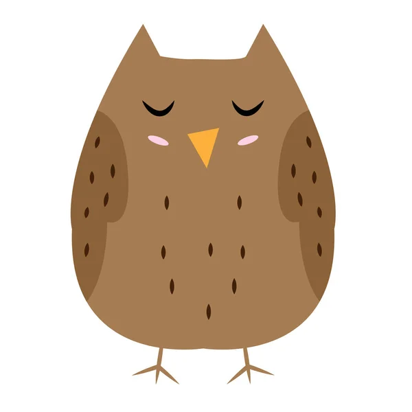 Gözleri Kapalı Bir Kahverengi Baykuş Logo Şablonu Için Vektör Tasarımı — Stok Vektör
