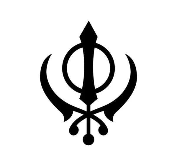 白い背景と隔離されたシク教の信仰の象徴であるKhandaのアイコン — ストックベクタ