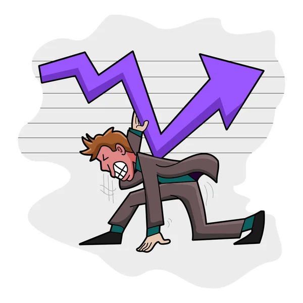 Personagem Dos Desenhos Animados Lutando Para Salvar Estatísticas — Vetor de Stock