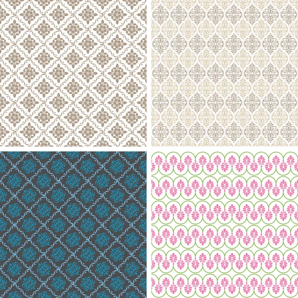 Four Seamless Pattern Backgrounds Pastel Colors — Stock Vector