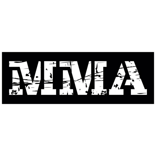 Mma Lettering White Partially Striped Color Black Background Black White — Stock Vector