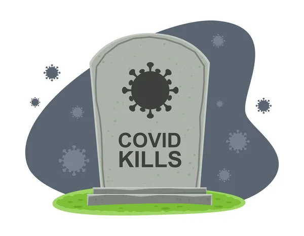 Covid Kills のキャプション付きの墓石の概念 — ストックベクタ