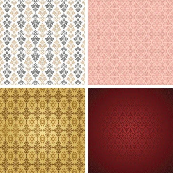 Four Seamless Pattern Backgrounds Different Colors — Stock Vector