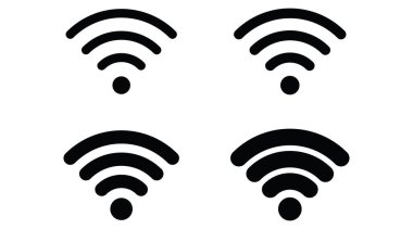 Beyaz arkaplandaki farklı wifi sembollerinin dijital bir çizimi