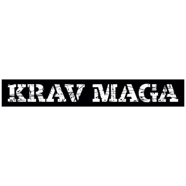 KRAV MAlettering, siyah arka planda beyaz kısmen çizgili bir renk. Siyah ve beyaz işareti