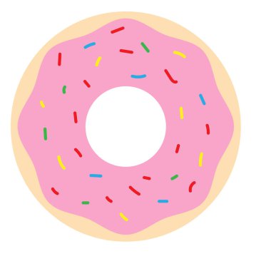 Pembe jöleli ve beyaz arka planda izole edilmiş renkli bir çörek simgesi.