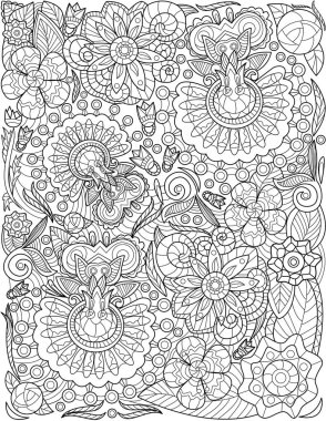 Karalanmış çiçeklerin düzenlenebilir boyama sayfası