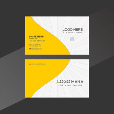 Beyaz ve sarı modern bir kartvizit şablonu, İllüstrasyon Vektörü, arkada logo için alan