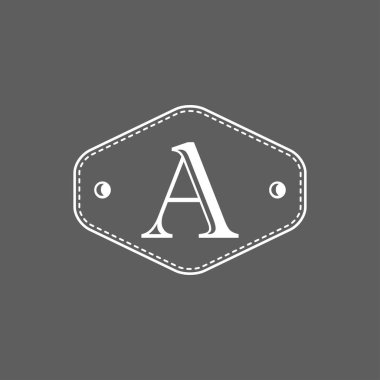 A harfi eski tarz ve kutu çerçeveli. Gri ve beyaz renkli yaratıcı tasarım mektupları. amblem simgesi logosu yaratıcı tasarım resimleme şablonu