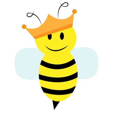 Logo şablonu için taç takılmış şirin bir arı tasarımı