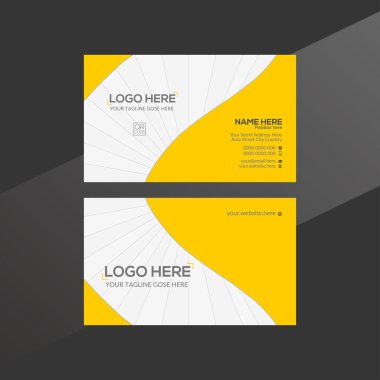 Beyaz ve sarı modern bir kartvizit şablonu, İllüstrasyon Vektörü, arkada logo için alan