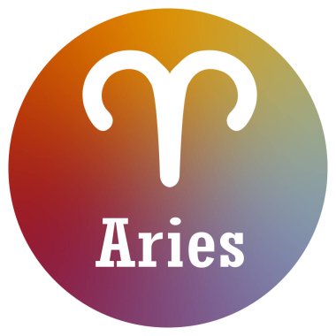 Renkli daireyle yazılmış Koç burcu işareti