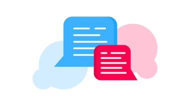 Beyaz arkaplana karşı çeşitli şekillerde renkli konuşma baloncukları