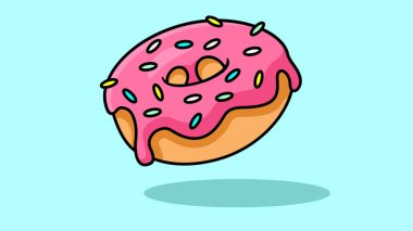 Yeşil arka planda pembe camlı bir çöreğin vektör çizimi