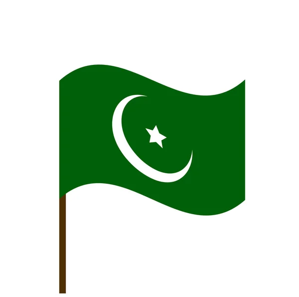 白色背景下孤立的带有褐色手杖的伊斯兰国旗 — 图库矢量图片