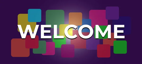 Bienvenidos Banner Letras Cuadrados Colores Banner Vector Stock — Vector de stock