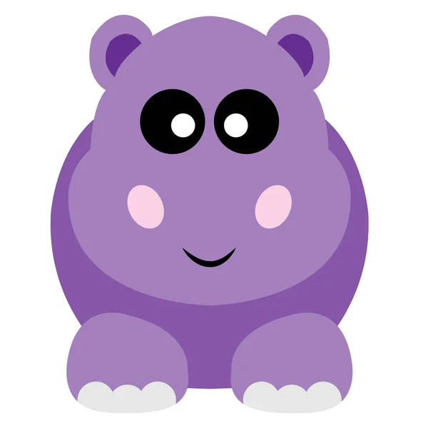 Симпатичный Фиолетовый Вектор Бегемота Дизайн Шаблона Логотипа — стоковый вектор