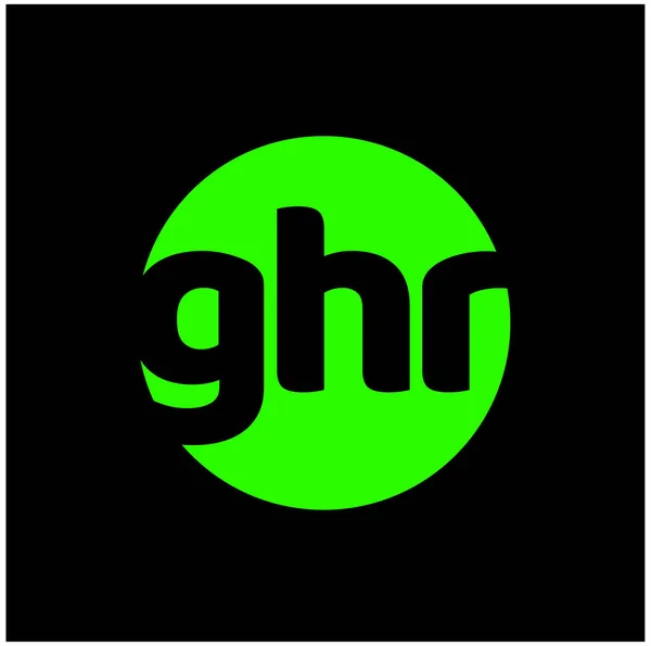 Uma Marca Letra Círculo Verde Ghr Logotipo Isolado Fundo Escuro —  Vetores de Stock