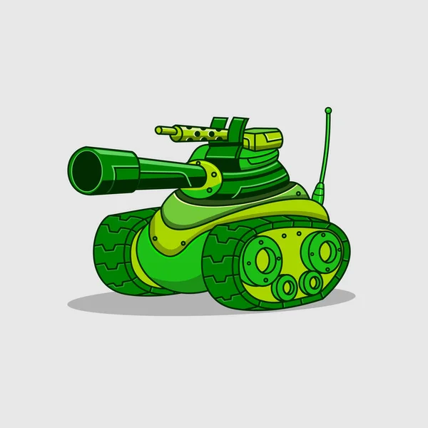 Vector Design Green Cartoon Tank — Stock Vector