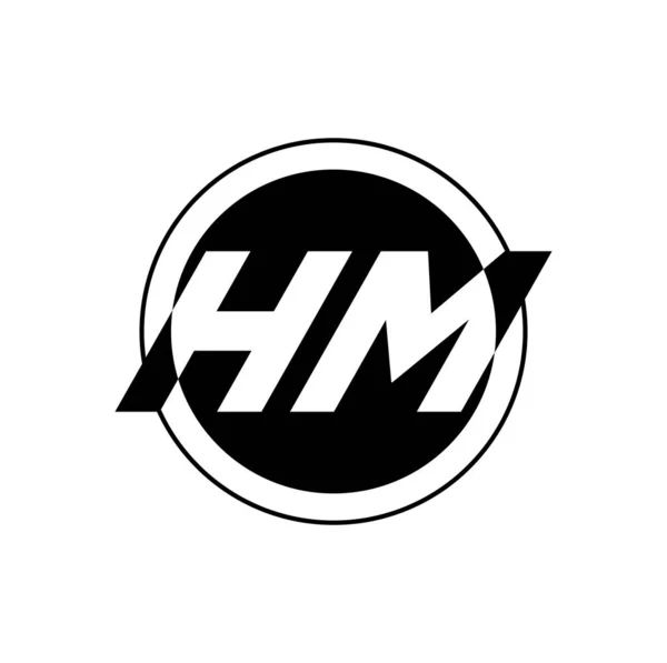 黑色圆圈中带有白色背景的字母H和M 漂亮的标志设计 — 图库矢量图片