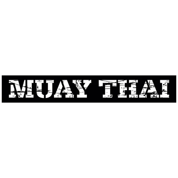 Muay Thai Lettering White Partially Striped Color Black Background — Stock Vector