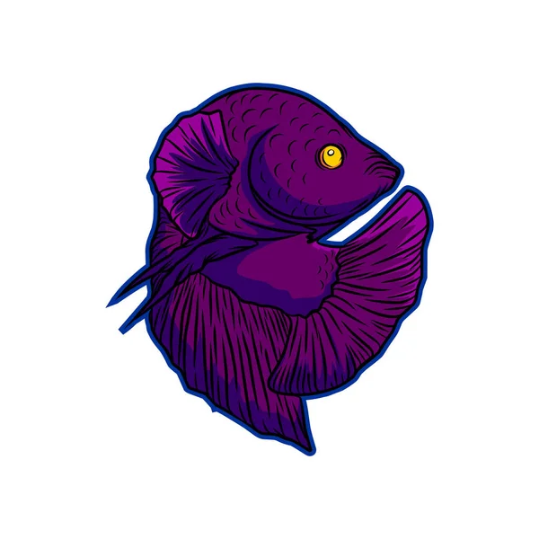 Logo Représentant Poisson Violet Isolé Sur Fond Blanc — Image vectorielle