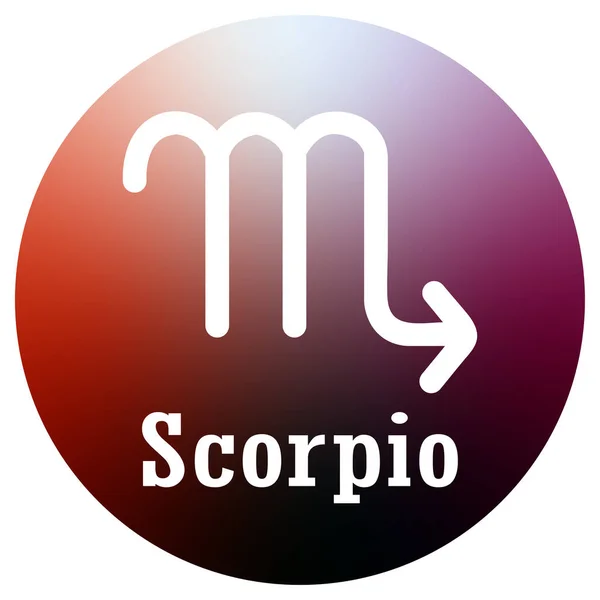 Signe Zodiaque Scorpion Avec Texte Cercle Coloré — Image vectorielle