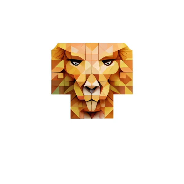 Art Numérique Portrait Lion Sur Fond Blanc — Image vectorielle