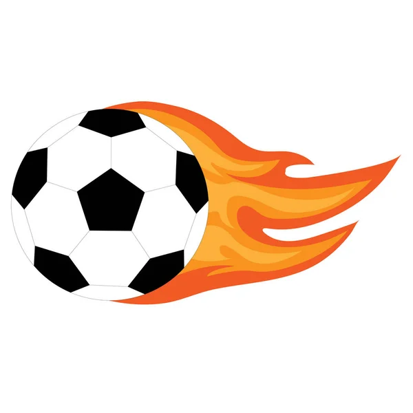 火球在白色背景下隔绝的火中燃烧的足球 — 图库矢量图片