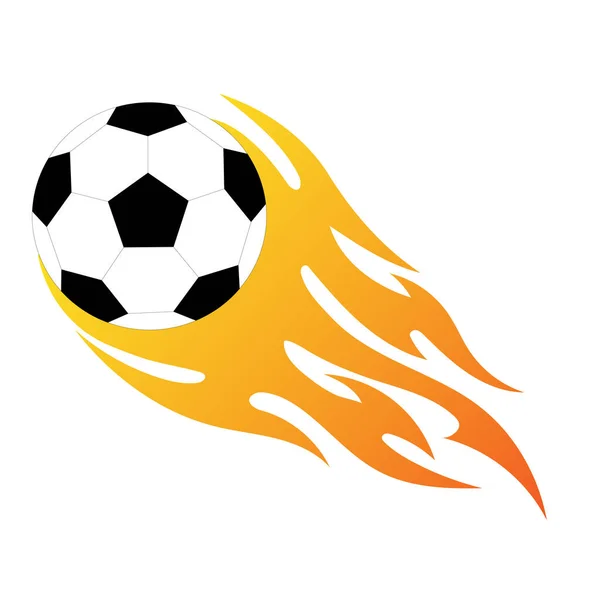 火球在白色背景下隔绝的火中燃烧的足球 — 图库矢量图片