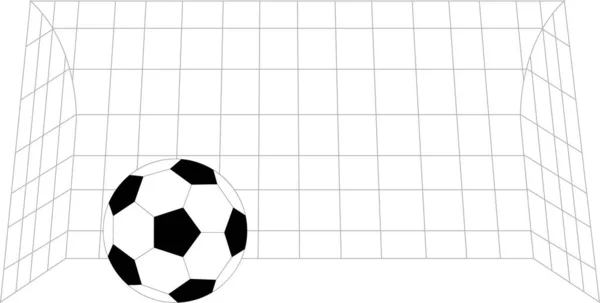 Uma Bola Futebol Com Gol Líquido Isolado Fundo Branco —  Vetores de Stock