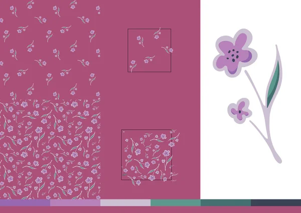 Векторный Дизайн Открытки Фиолетовым Оформлением Цветов — стоковый вектор