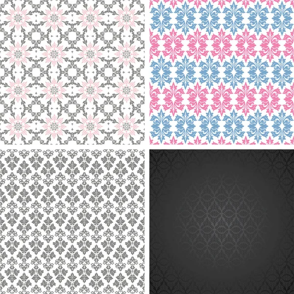 Collection Four Different Patterns Wallpaper Background — Stock Vector