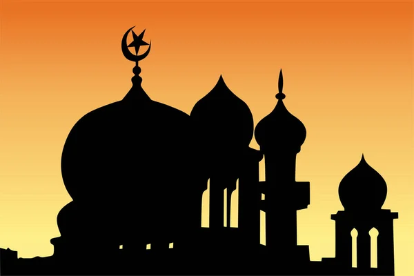 Islamic Mosque Night Sunset Background — Stock Vector