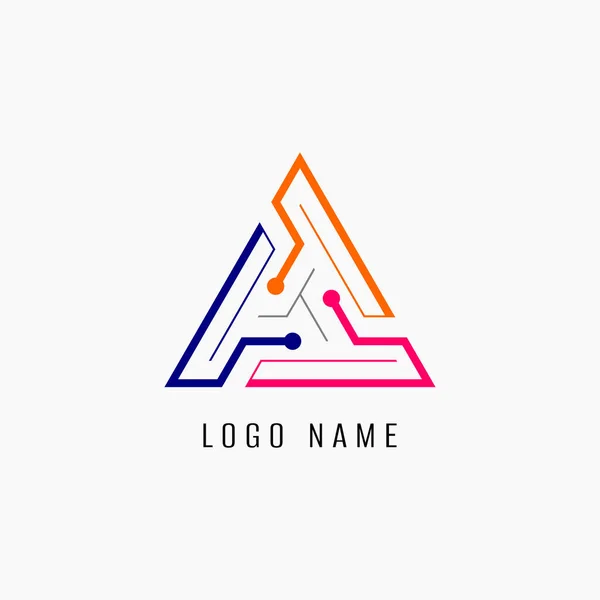 Een Driehoekig Logo Met Kleurrijke Lijnen — Stockvector