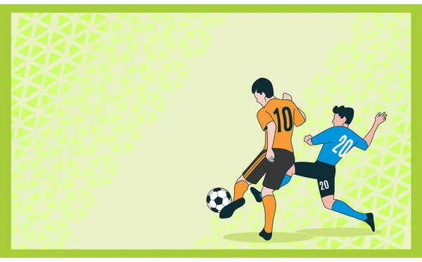 两名绿色背景的足球运动员 — 图库矢量图片