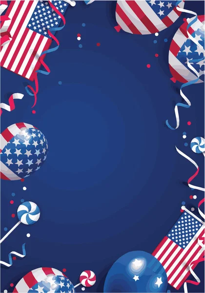Vertical Shot American Patriotic Background — Stock Vector
