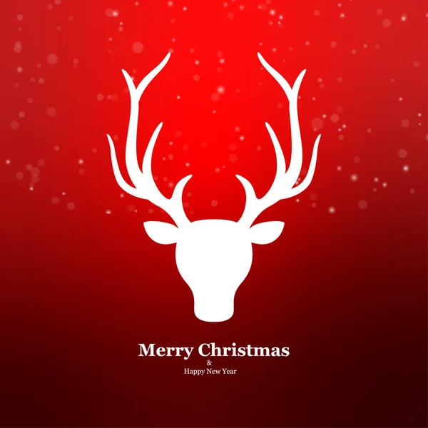 サンタクロースの白い鹿のベクトルデザイン メリークリスマスと赤い背景に幸せな新年 — ストックベクタ