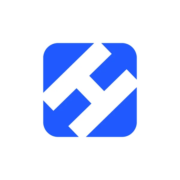 白を基調としたブルーの正方形の文字H 美しいロゴデザイン — ストックベクタ