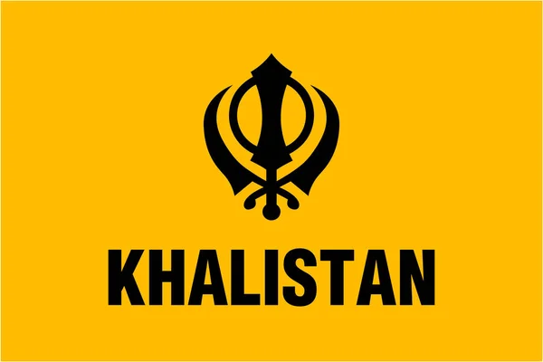 Khalistan Flagga Och Ikon Isolerad Gul Bakgrund — Stock vektor