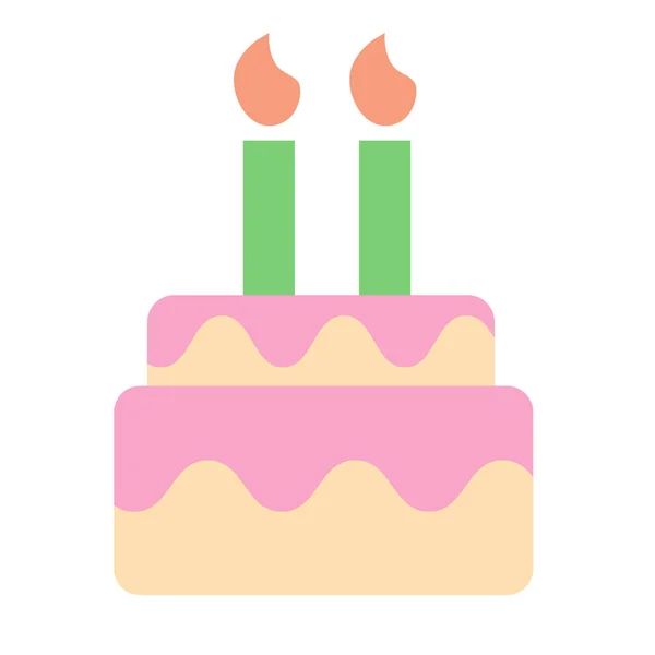 一个带有蜡烛的生日蛋糕图标的垂直设计 — 图库矢量图片