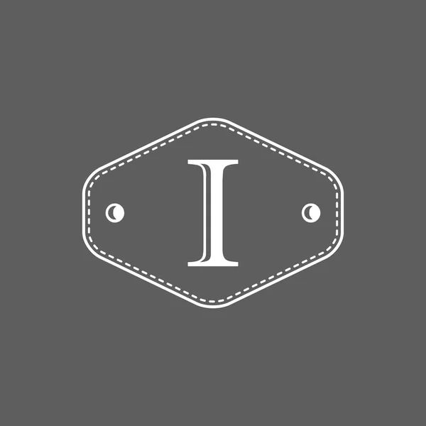 レターヴィンテージスタイルとボックスフレームで クリエイティブデザイングレーと白の文字 エンブレムアイコンロゴクリエイティブデザインイラストテンプレート — ストックベクタ