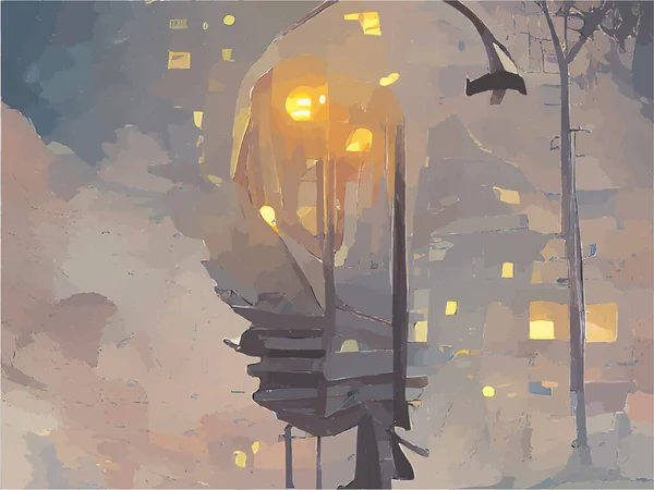 旧市街の街灯 — ストックベクタ