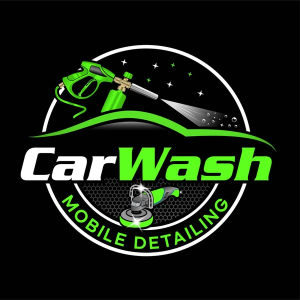 Een Carwash Logo Template Ontwerp Met Een Water Sprinkler — Stockvector
