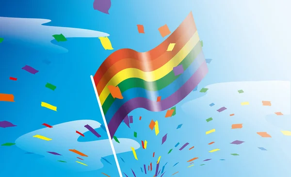 Colorido Vector Bandera Lgbtq Ondeando Aislado Sobre Fondo Verde — Vector de stock